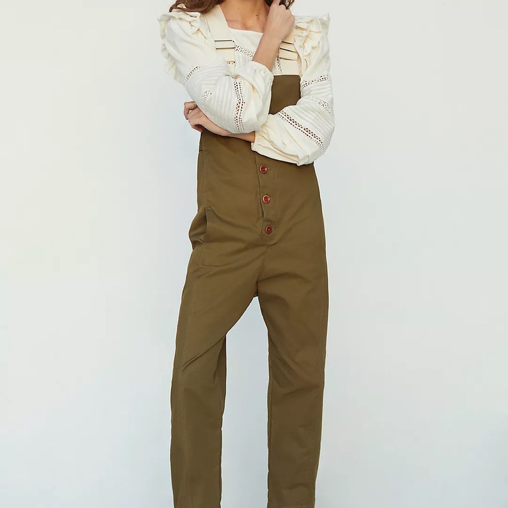 CARON CALLAHAN Brynn Jumpsuit Olive Twill Overalls Women’s Sz Medium